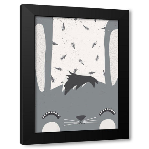 Little Bunny Black Modern Wood Framed Art Print with Double Matting by Treechild