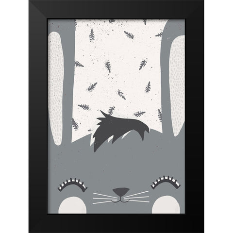 Little Bunny Black Modern Wood Framed Art Print by Treechild