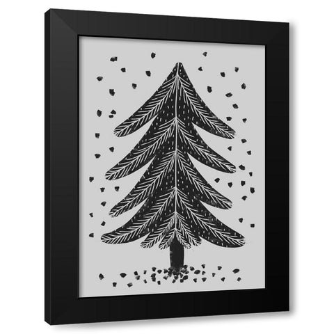 Pine Tree Black Modern Wood Framed Art Print with Double Matting by Treechild