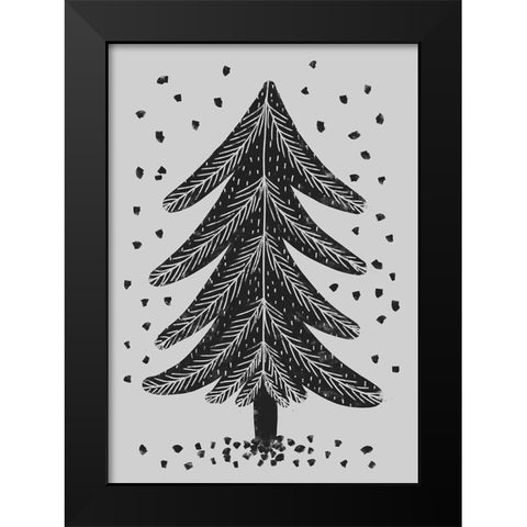 Pine Tree Black Modern Wood Framed Art Print by Treechild