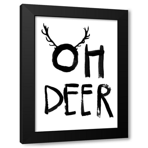 Oh Deer Black Modern Wood Framed Art Print with Double Matting by Treechild