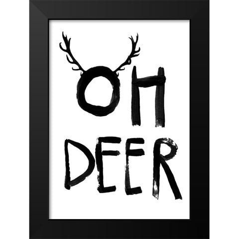 Oh Deer Black Modern Wood Framed Art Print by Treechild