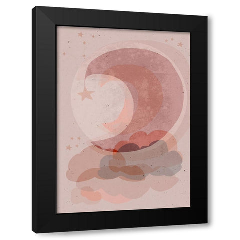 Gentle Moon Black Modern Wood Framed Art Print with Double Matting by Treechild