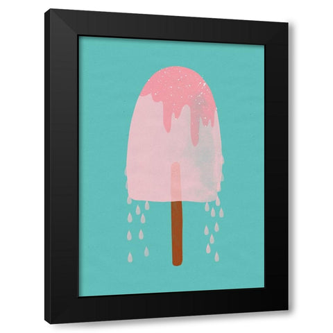 Yummy Ice Cream Black Modern Wood Framed Art Print with Double Matting by Treechild