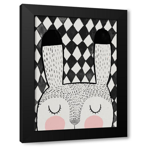 Bunny Black Modern Wood Framed Art Print with Double Matting by Treechild