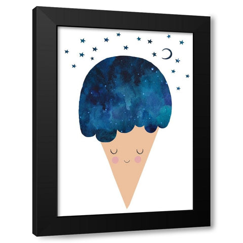 Sleep Well Black Modern Wood Framed Art Print with Double Matting by Treechild