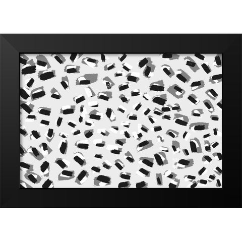Short Strokes Square Black Modern Wood Framed Art Print by Treechild