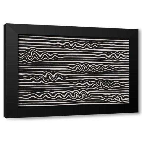 Wavey Stripes Square Black Modern Wood Framed Art Print by Treechild