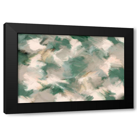 Green Beige Wild Painted Square Black Modern Wood Framed Art Print with Double Matting by Treechild