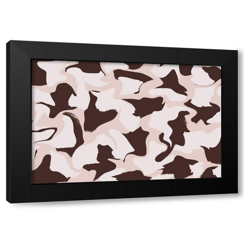 White And Brown Whipped Pattern Black Modern Wood Framed Art Print by Treechild