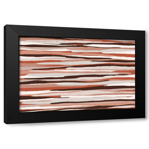 Pastel Thin Stipes Pattern Black Modern Wood Framed Art Print with Double Matting by Treechild