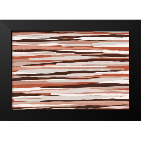 Pastel Thin Stipes Pattern Black Modern Wood Framed Art Print by Treechild