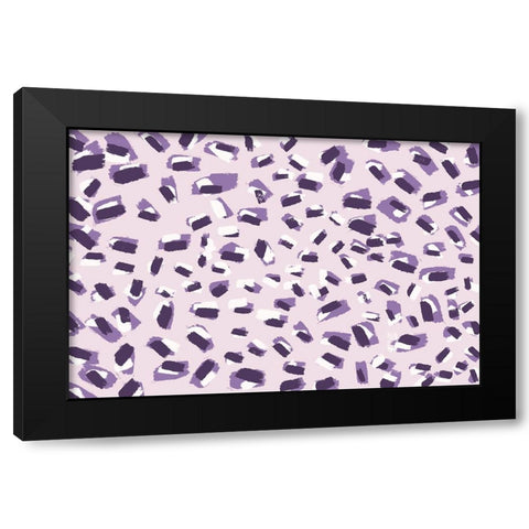 Scattered Small Purple Strokes Pattern Black Modern Wood Framed Art Print with Double Matting by Treechild