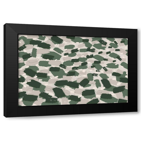 Green Pastel Strokes Black Modern Wood Framed Art Print with Double Matting by Treechild