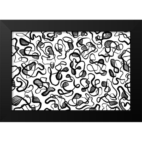 Abstract Thin Lines Pattern Black Modern Wood Framed Art Print by Treechild