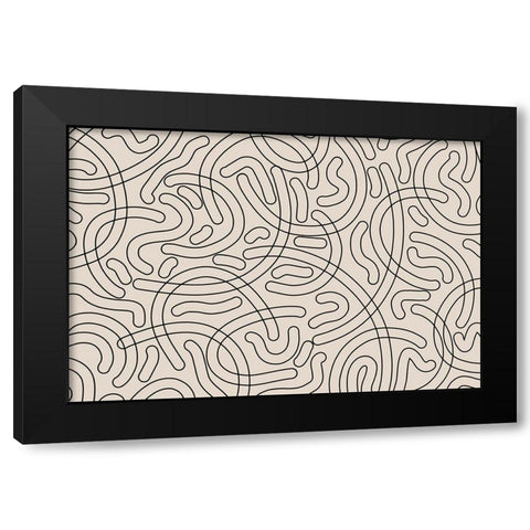 Simple Tube Line Pattern Black Modern Wood Framed Art Print with Double Matting by Treechild