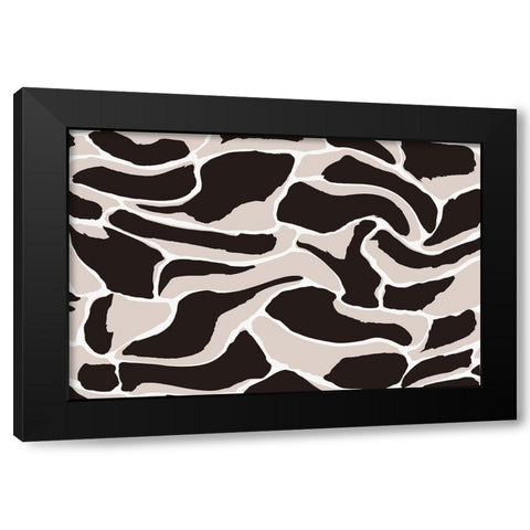 Beige And Brown Tiger Pattern Black Modern Wood Framed Art Print with Double Matting by Treechild