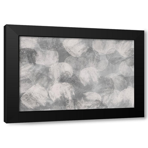 Grey Thick Strokes Pattern Black Modern Wood Framed Art Print with Double Matting by Treechild
