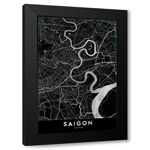 Saigon Black Modern Wood Framed Art Print with Double Matting by StudioSix