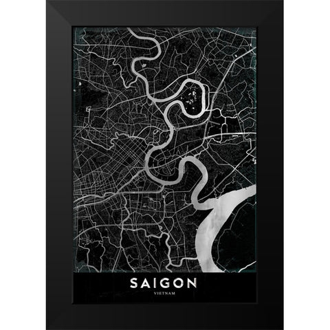 Saigon Black Modern Wood Framed Art Print by StudioSix