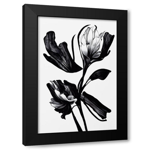 Black Flower Black Modern Wood Framed Art Print with Double Matting by Treechild