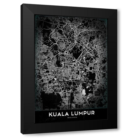 Kuala Lumpur Black Modern Wood Framed Art Print by StudioSix