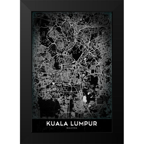 Kuala Lumpur Black Modern Wood Framed Art Print by StudioSix