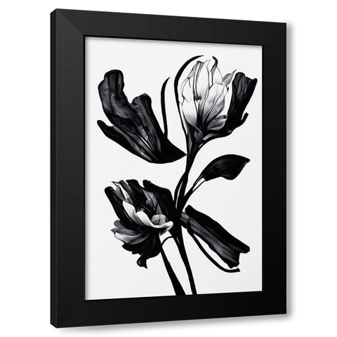 Black Flower Black Modern Wood Framed Art Print with Double Matting by Treechild