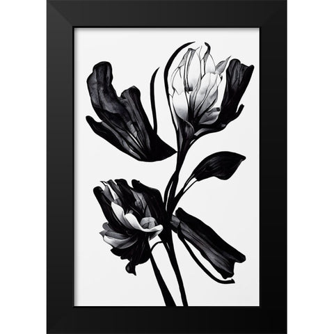 Black Flower Black Modern Wood Framed Art Print by Treechild