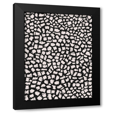 White Doodle Zigzag Black Modern Wood Framed Art Print with Double Matting by Treechild