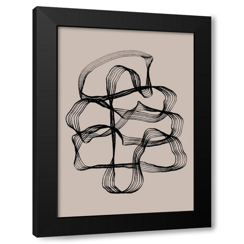 Ink Black and Beige Black Modern Wood Framed Art Print with Double Matting by Treechild