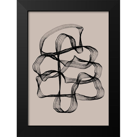 Ink Black and Beige Black Modern Wood Framed Art Print by Treechild