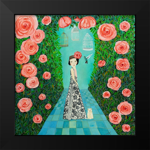 Rose Garden Black Modern Wood Framed Art Print by Ri, Isabelle