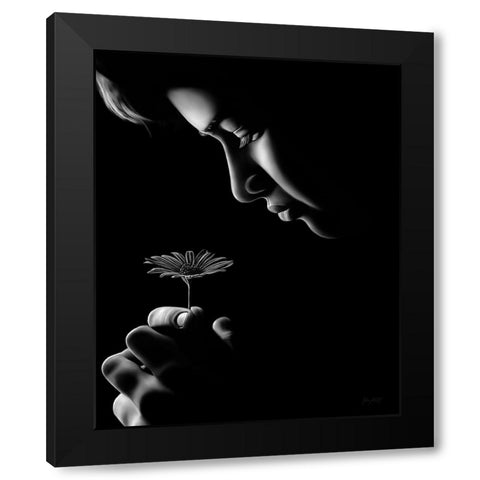 Fille Fleur Black Modern Wood Framed Art Print with Double Matting by Amihere, Lord