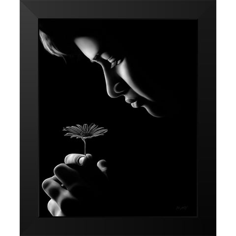 Fille Fleur Black Modern Wood Framed Art Print by Amihere, Lord