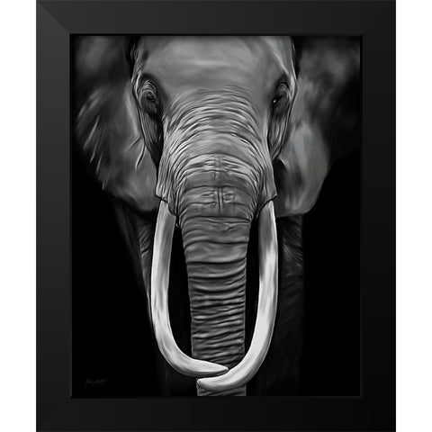 Loxodonta Black Modern Wood Framed Art Print by Amihere, Lord