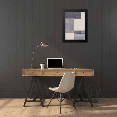 Gray Blocks #1 Black Modern Wood Framed Art Print by Galitsyna, Alisa