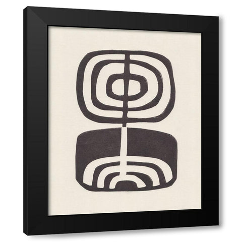 Modern Plant / Lino Print Black Modern Wood Framed Art Print with Double Matting by Galitsyna, Alisa