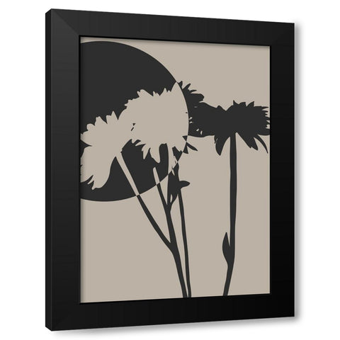 Abstract Flower 01 Black Modern Wood Framed Art Print with Double Matting by Unsoy, Eda