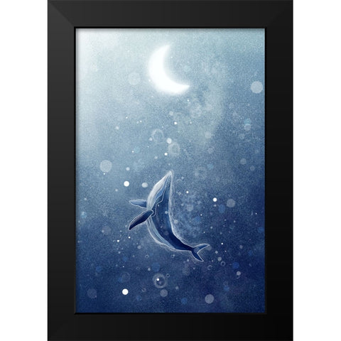 Galaxy Whale Black Modern Wood Framed Art Print by Thai, Xuan