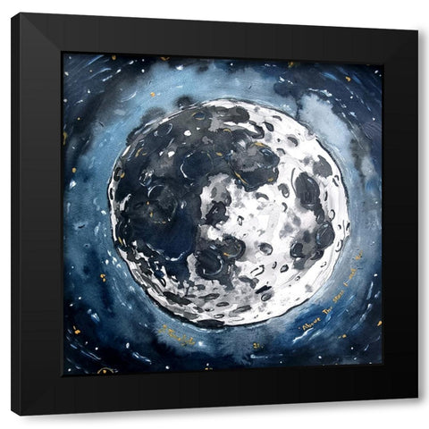 Above the stars I met you Black Modern Wood Framed Art Print by Belickiene, Julija