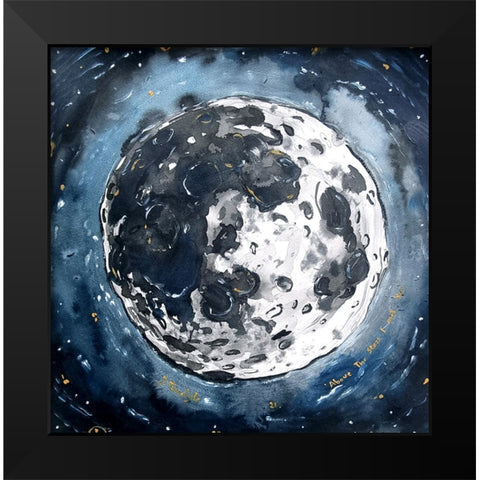 Above the stars I met you Black Modern Wood Framed Art Print by Belickiene, Julija