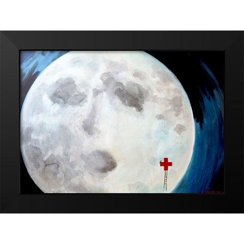 Moon Black Modern Wood Framed Art Print by Belickiene, Julija