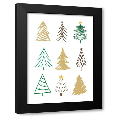 Christmas Trees 1 Black Modern Wood Framed Art Print by N., Kristina