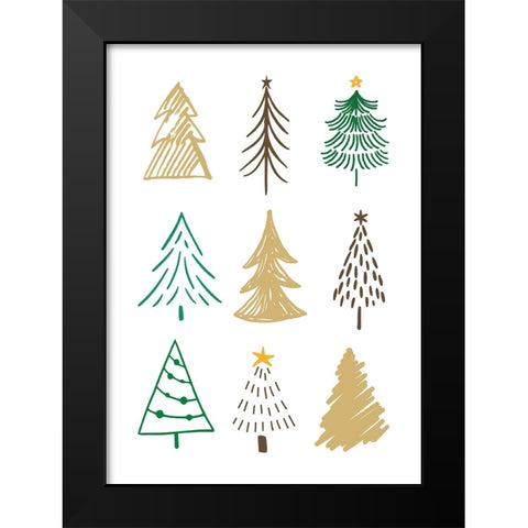 Christmas Trees 1 Black Modern Wood Framed Art Print by N., Kristina