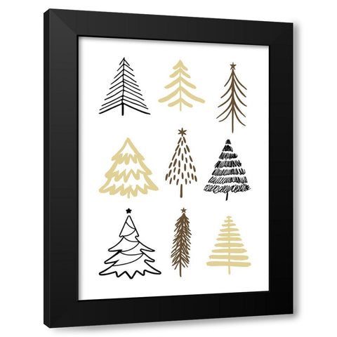 Christmas Trees 2 Black Modern Wood Framed Art Print by N., Kristina
