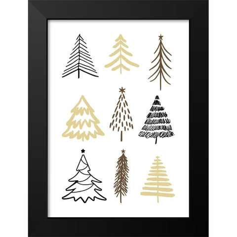 Christmas Trees 2 Black Modern Wood Framed Art Print by N., Kristina
