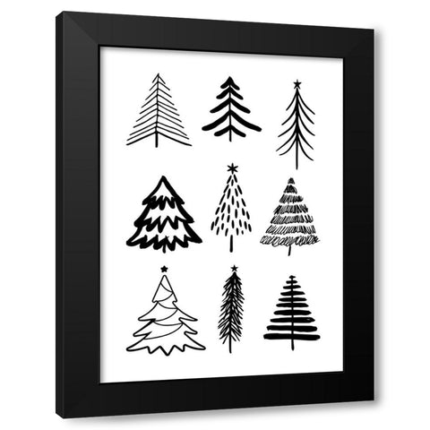 Christmas Trees 3 Black Modern Wood Framed Art Print by N., Kristina