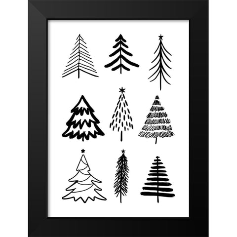 Christmas Trees 3 Black Modern Wood Framed Art Print by N., Kristina