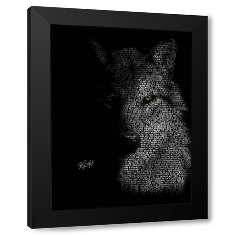 Wolf Black Modern Wood Framed Art Print with Double Matting by Oladapo, Ojenike